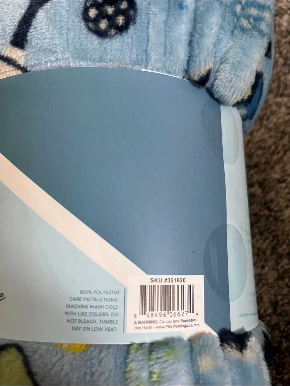 Plush Throw Blanket in Light Blue with pickleball. Polyester. New. 50x60. New.